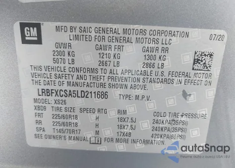 2020 Buick Envision Fwd Essence from USA, damaged, VIN LRBFXCSA5LD211686